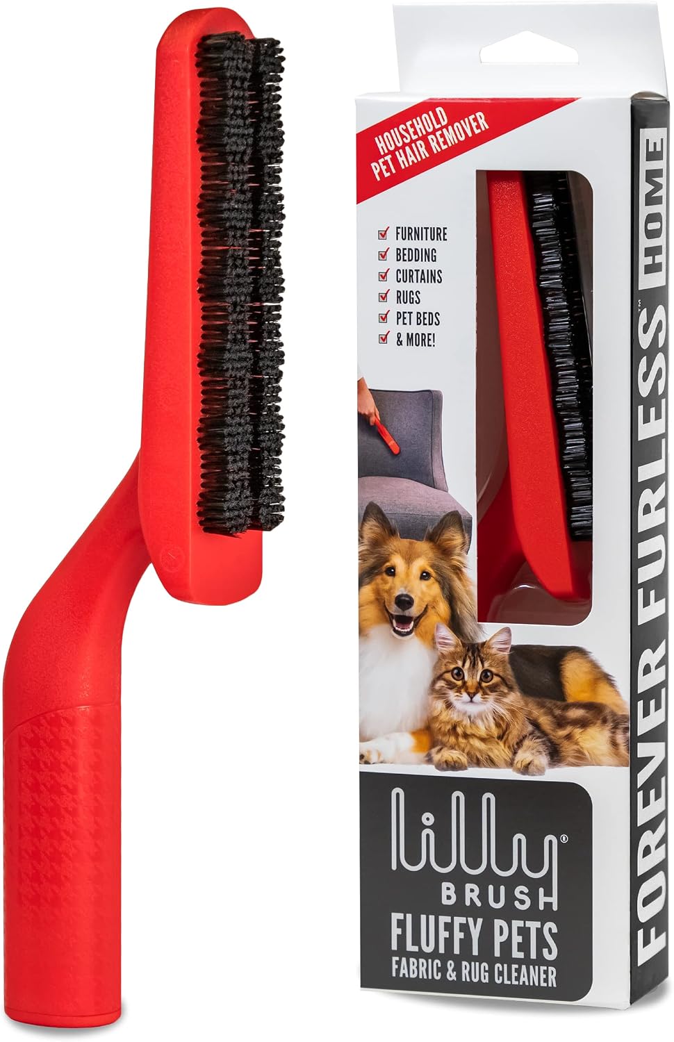 Lilly Brush Fluffy Pet Hair Clean-Up Gentle Bristled Brush for Fur, Lint, Furniture, Fabric & Rug Cleaner For Homes with FLUF