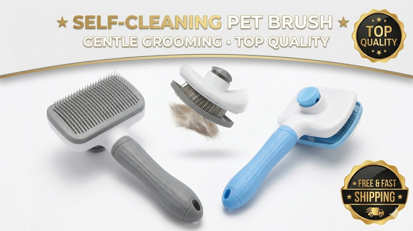 Self Cleaning Slicker Brush For Dogs Cat Pet Grooming Shedding Undercoat Remover