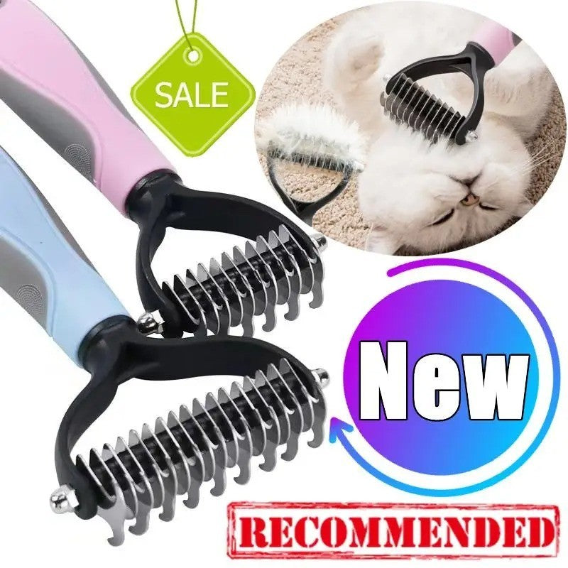 2Side Dog Brush for Shedding Dematting Pet Grooming Cat Hair Undercoat Rake Comb