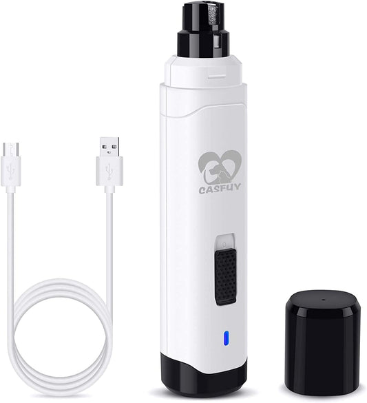 Casfuy Dog Nail Grinder Upgraded - Professional 2-Speed Whisper-Quiet Electric Pet Nail Trimmer Painless Paws Grooming & Smoo