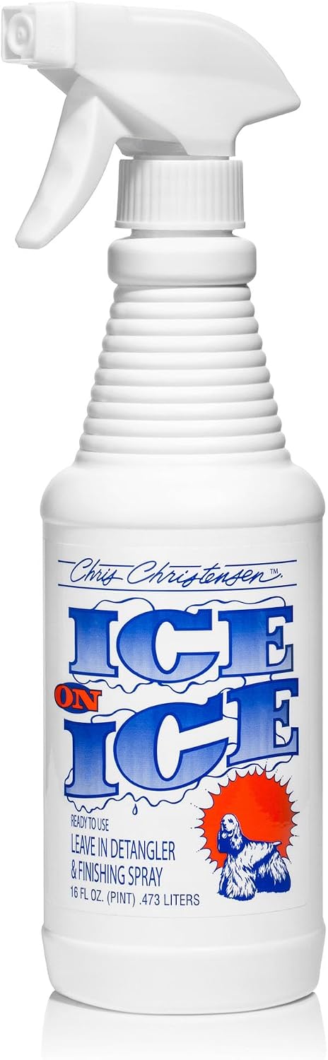 Chris Christensen Ice on Ice Detangler and Finishing Dog Spray, Groom Like a Professional, Ready to Use, Helps Brush/Comb Gli