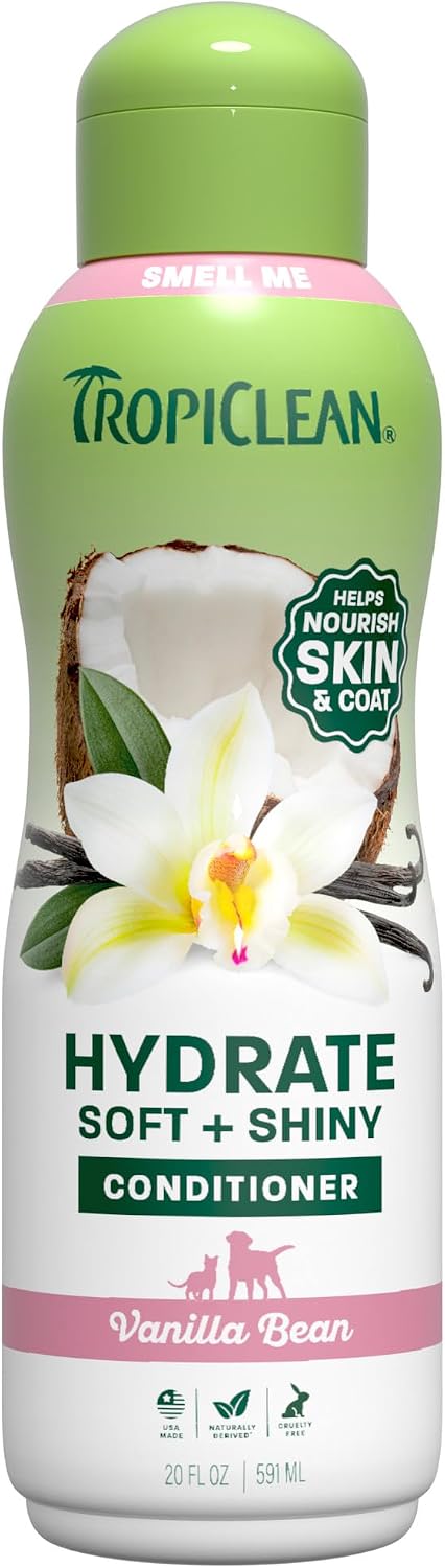 TropiClean Dog Conditioner, Detangling & Moisturizing, 20oz | Easy Detangling & Moisturizing | Kiwi & Cocoa Butter Scent | Pu