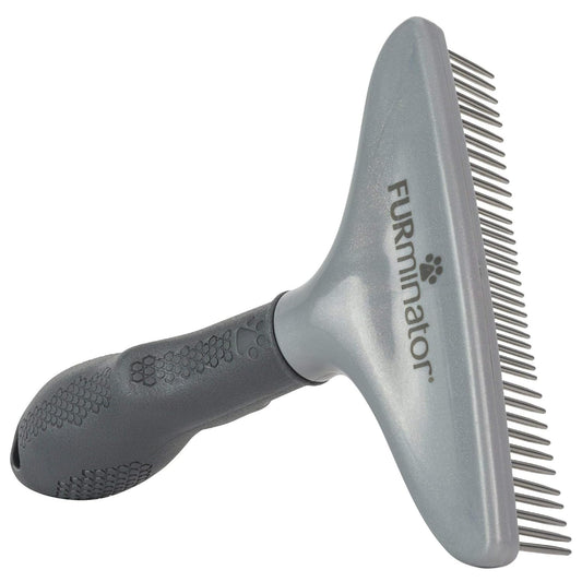 FURminator Dog/Cat Grooming Rake, Grooming Tool, Removes Loose Hair and Tangles, Gray | Removes Loose Hair & Tangles, Rotatin