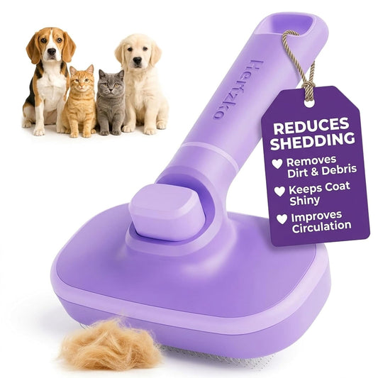Hertzko Self Cleaning Slicker Brush for Dogs and Cats - Pet Hair Brush for Shedding Long and Short Hair - Easy Clean Retracta