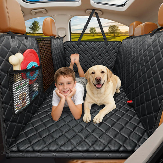 URPOWER Hard Bottom Dog Car Seat Cover, Back Seat Extender for Cars & SUVs | 400 lbs Support, 45% More Space, Waterproof, Mes