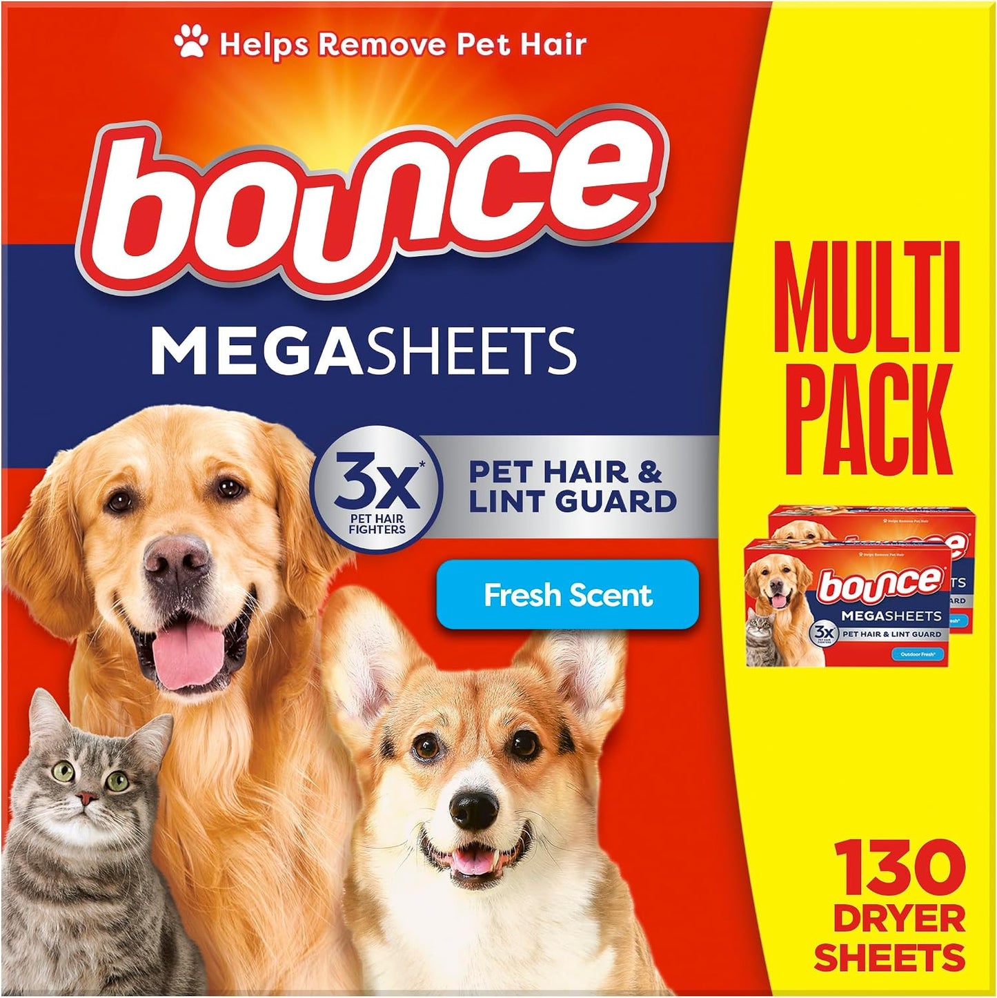 Bounce Pet Hair and Lint Guard Mega Dryer Sheets 130 Count