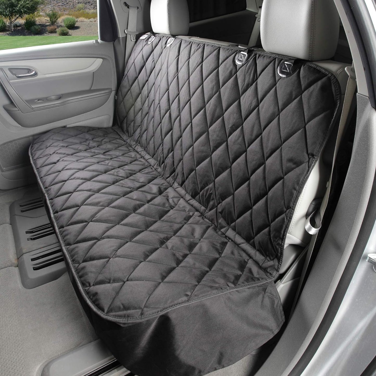 4Knines Heavy-Duty Rear Seat Cover for Dogs - Fitted, Black Reg | K9-Shield waterproof layer, non-slip backing, quick-release