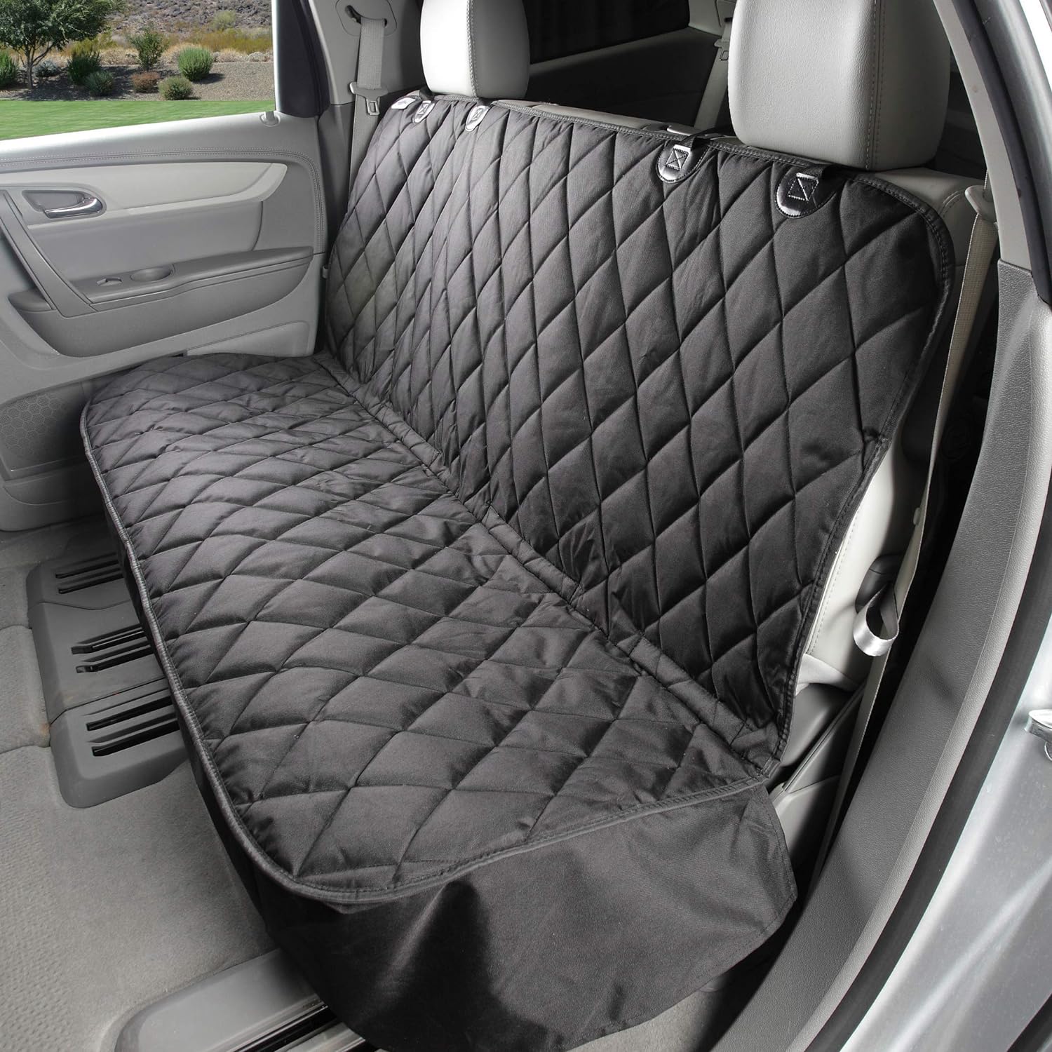 4Knines Heavy-Duty Rear Seat Cover for Dogs - Fitted, Black Reg | K9-Shield waterproof layer, non-slip backing, quick-release