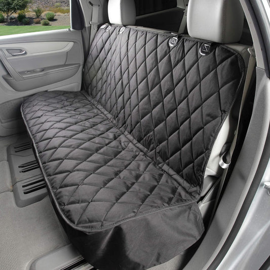 4Knines Heavy-Duty Rear Seat Cover for Dogs - Fitted, Black Reg | K9-Shield waterproof layer, non-slip backing, quick-release