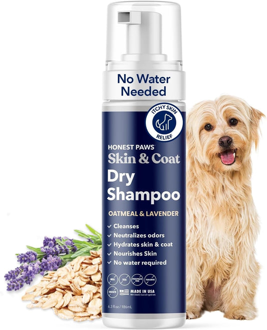 Honest Paws Dog Dry Shampoo - Waterless No Rinse Foam - 6.3 oz