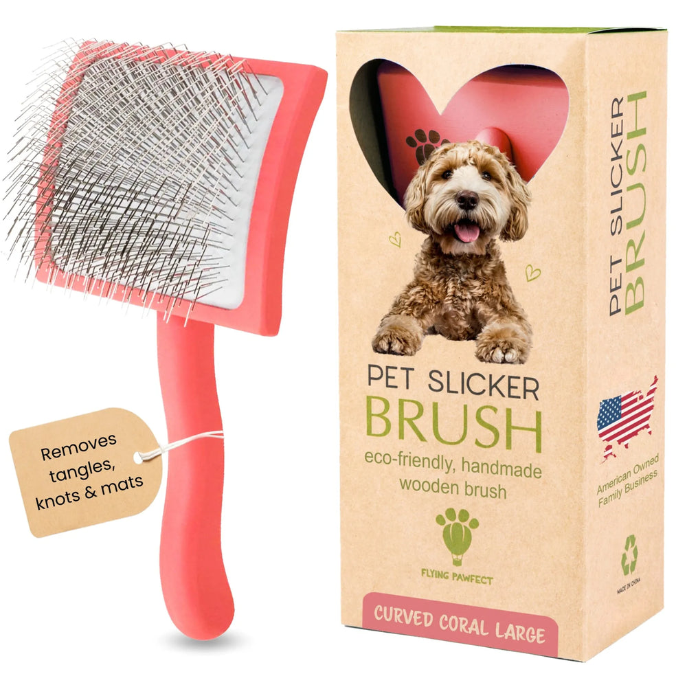 Flying Pawfect Curved Coral Large Pet Slicker Brush supplier image 1