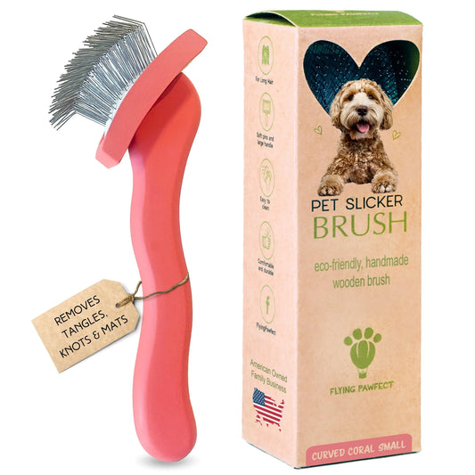 Flying Pawfect Curved Coral Small Pet Slicker Brush supplier image 1