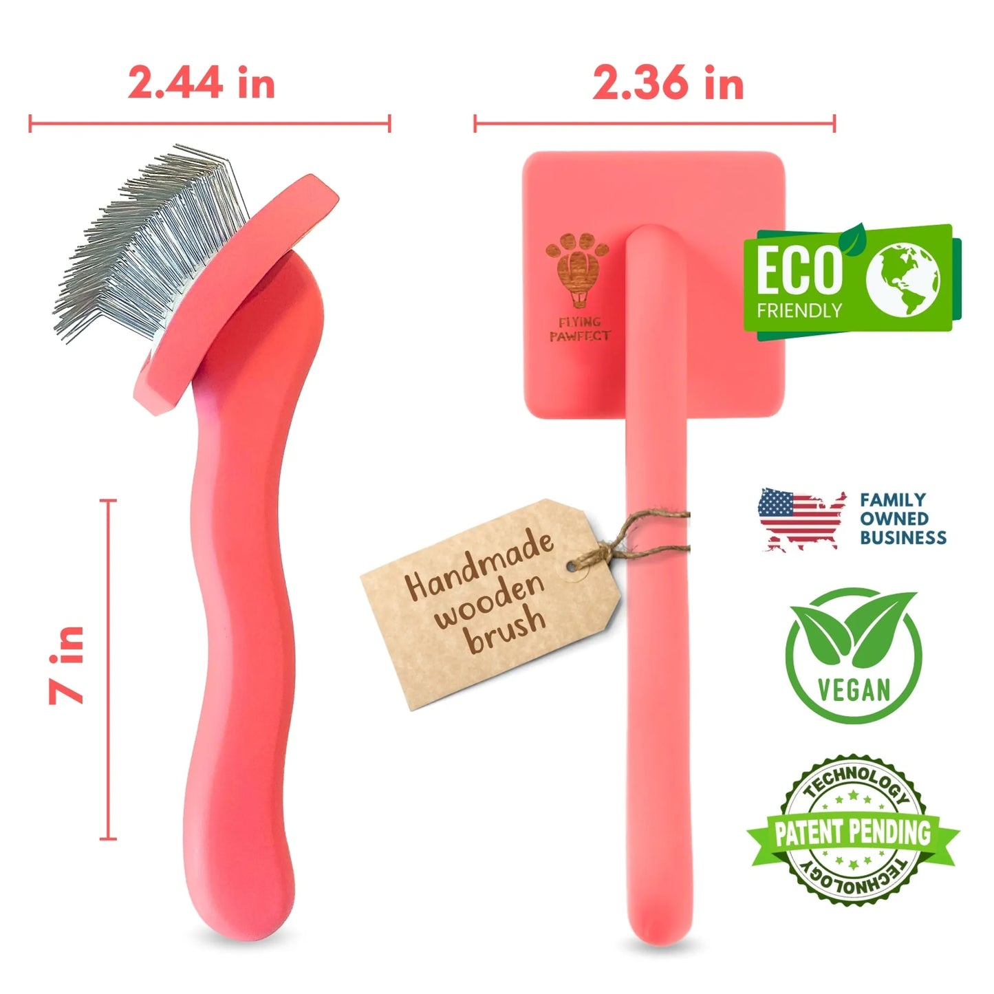 Flying Pawfect Curved Coral Small Pet Slicker Brush supplier image 8