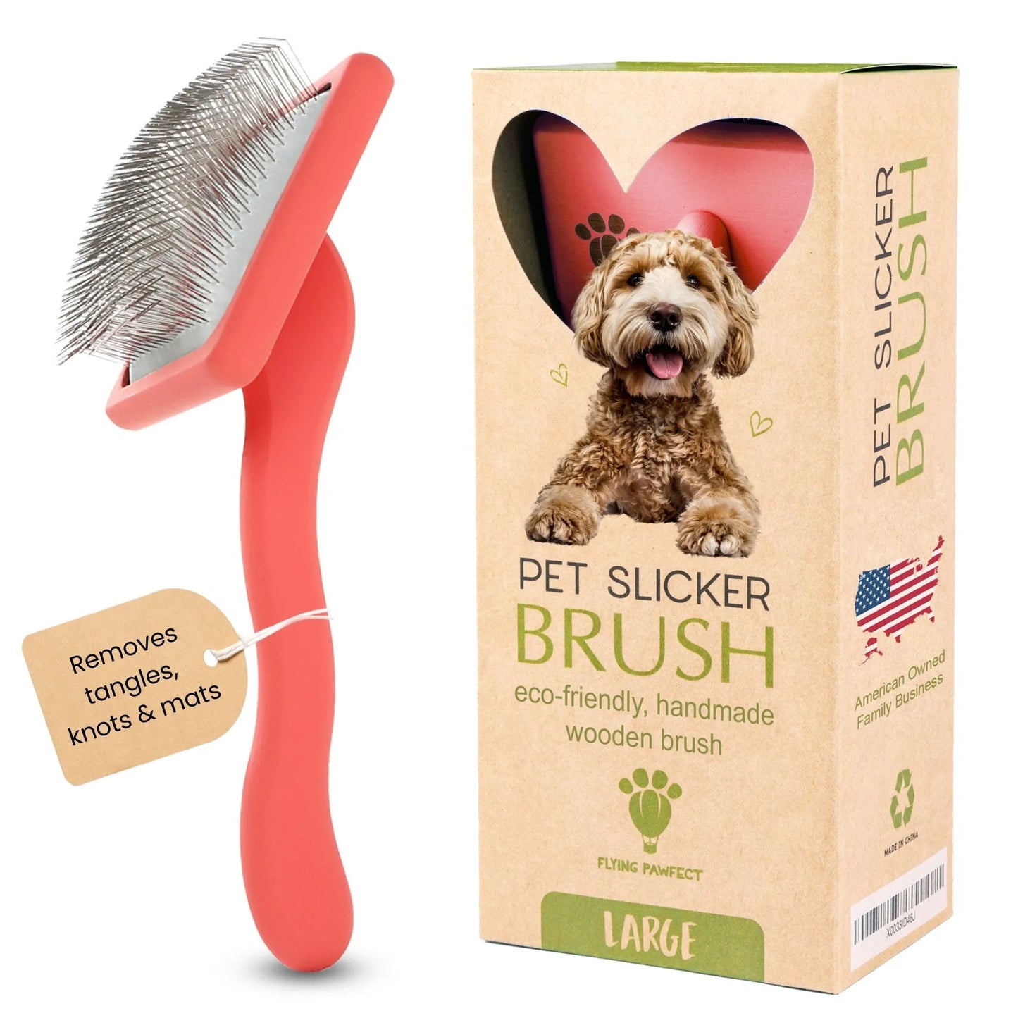 Flying Pawfect Flat Coral Large Pet Slicker Brush supplier image 1