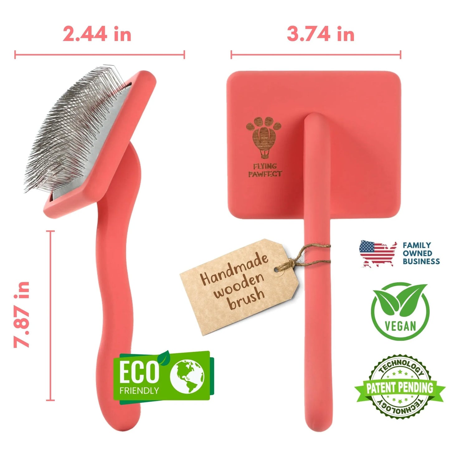 Flying Pawfect Flat Coral Large Pet Slicker Brush supplier image 3