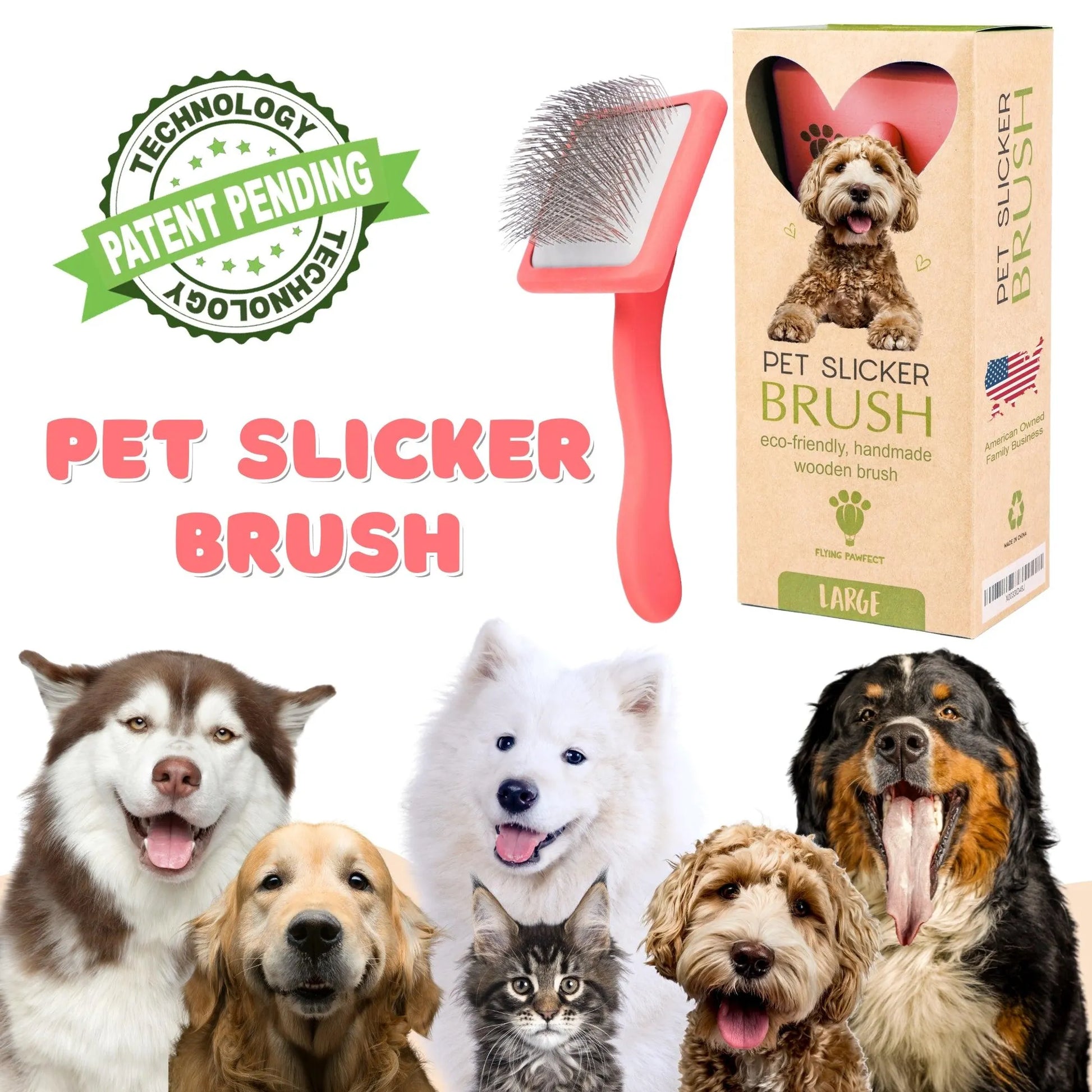 Flying Pawfect Flat Coral Large Pet Slicker Brush supplier image 7