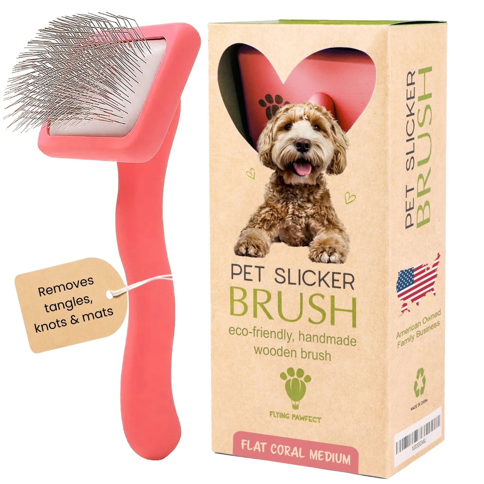 Flying Pawfect Flat Coral Medium Pet Slicker Brush supplier image 1