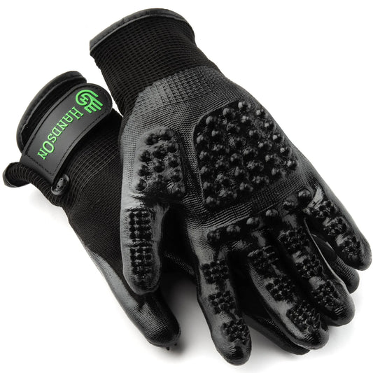 HandsOn Grooming and Bathing Gloves black medium supplier image 1