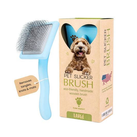 Ergonomic Pet Slicker Brush: Gentle Dog & Cat Grooming - Baby Blue