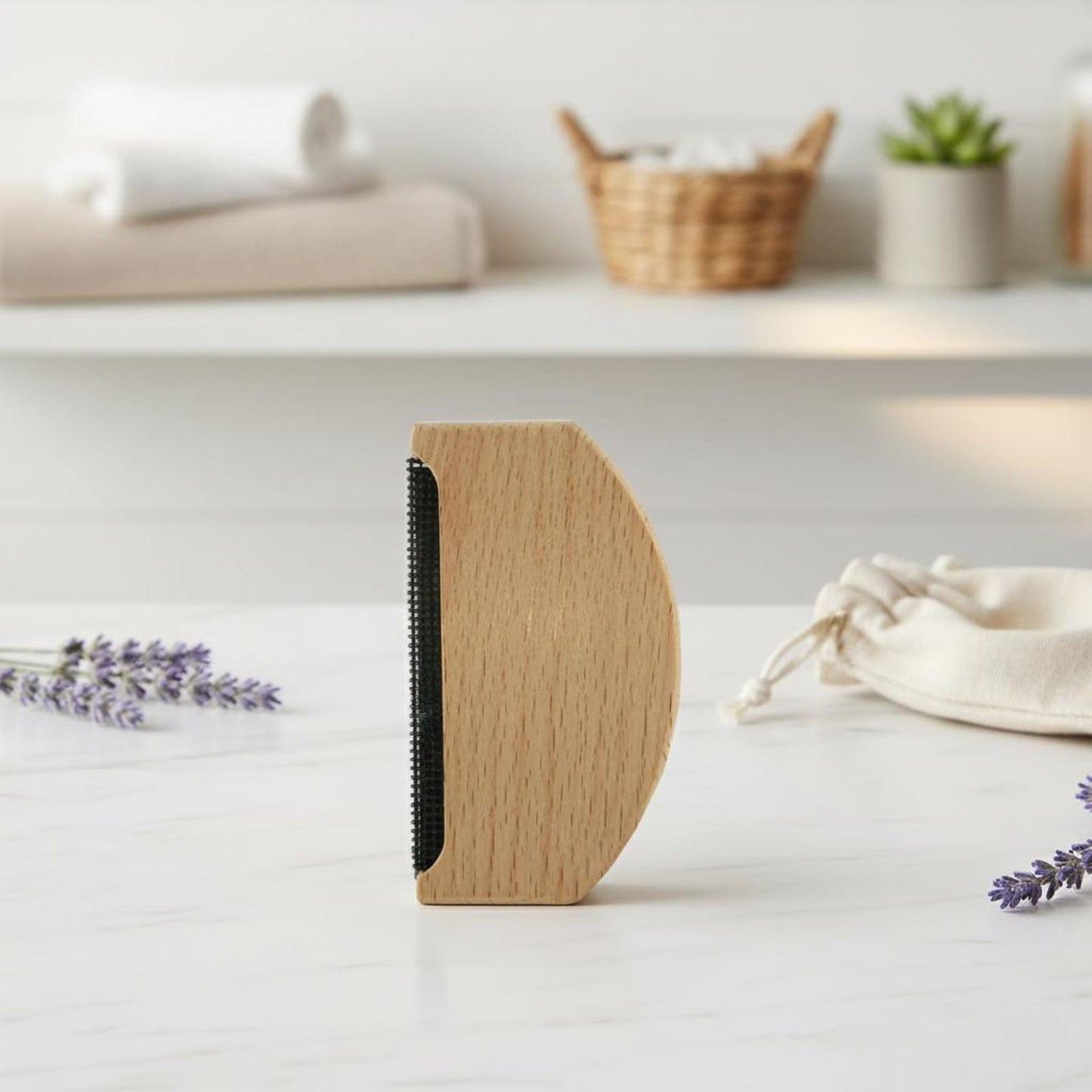 Plastic-Free Wooden Lint Remover – Reusable Eco-Friendly Fabric Shaver
