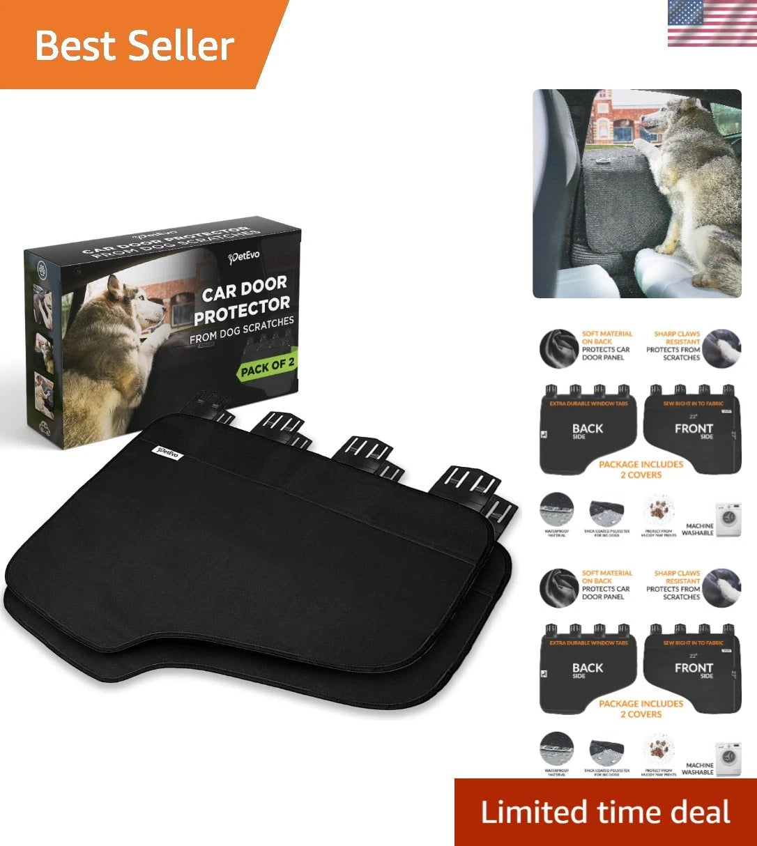 Waterproof Pet Car Door Protectors 27 x 22 in Two-Pack