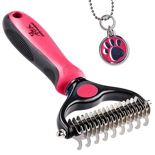 Pat Your Pet Deshedding Brush - Double-Sided Undercoat Rake for Dogs & Cats