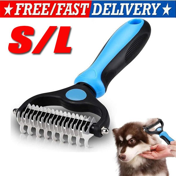Professional 2-Sided Undercoat Dog & Cat Shedding Comb Brush