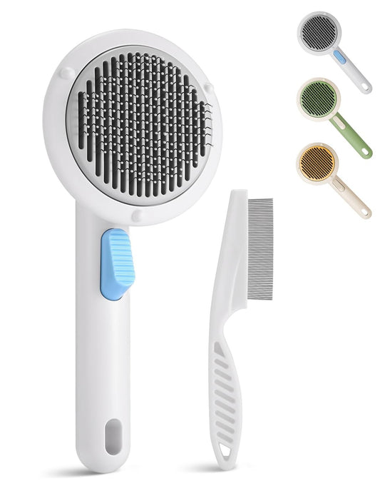 Self-Cleaning Slicker Brush for Dogs & Cats: Dog Grooming Brush for Shedding
