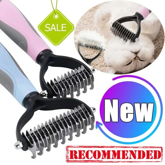 2Side Dog Brush for Shedding Dematting Pet Grooming Cat Hair Undercoat Rake Comb