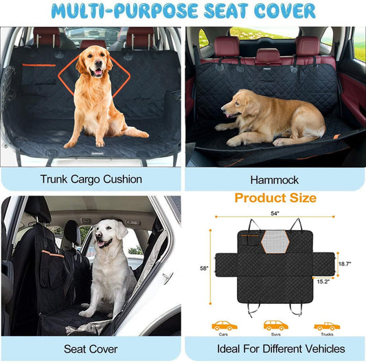 Dog Car Seat Cover Back Seat Waterproof Scratch proof with Mesh Window