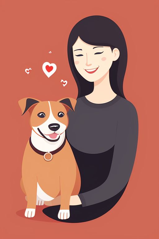 woman and happy dog