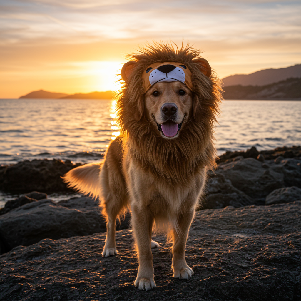 Dog in Lion;'s costume