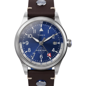 Pan Am® x Timex Waterbury GMT 39mm Leather Strap Watch